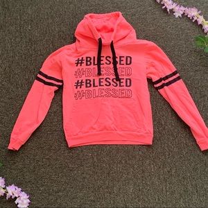 Hot Pink “#Blessed” Turtle Neck Hoodie